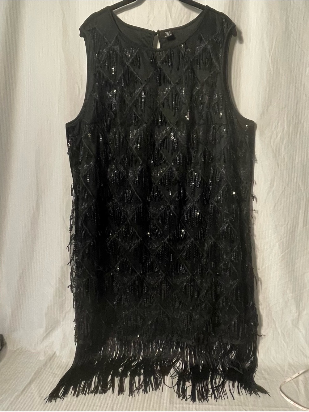 SHEIN Curve Black Sequin Fringe Shift Mini Dress